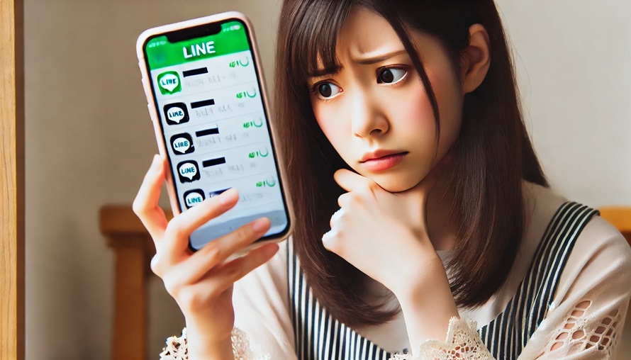 LINEに既読がつかないことに焦る女性